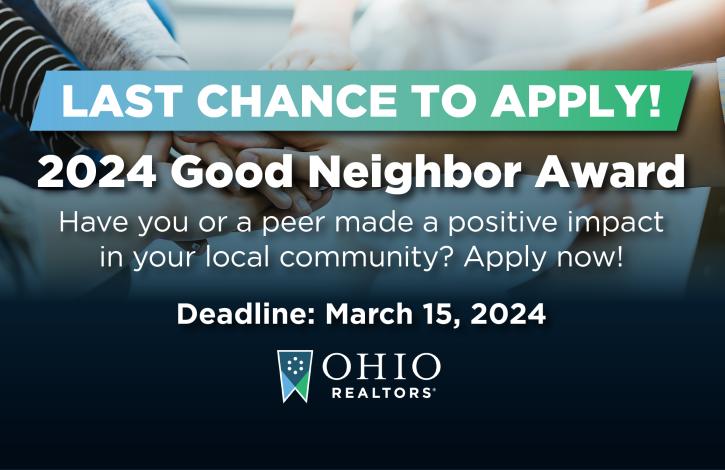 Apply for Ohio REALTORS 2024 Good Neighbor Award